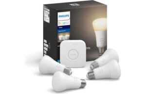 Philips Hue 4-Pack Soft White A19 E26 Dimmable Only Smart Bulb Starter Kit with Hub (Voice Compatible with Amazon Alexa, Apple Homekit and Google Home)