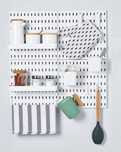 Socalsunny Pegboard Wall Organizer Kit 4 Boards 14 Piece Accessories Combination Hanging Peg Board Wall for Home Office | 22″x22″ White Pegs for Hanging