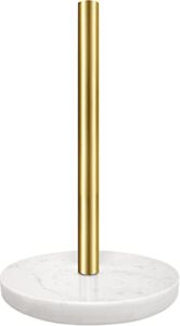 Paper Towel Holder Countertop, Large Weighted Marble Paper Towel Holder Stand Easily Accommodated Jumbo Rolls, Brushed Brass Gold