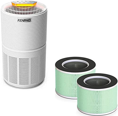 RENPHO Air Purifier for Home with 2 Pack Replacement Filter for Moist Conditions, True HEPA Air Filter Cleaner Intercepts Dust, Smoke, Smell, For room up to 240ft² (22m²), Quiet 26dB, RP-AP088-F2, 2 P | The Storepaperoomates Retail Market - Fast Affordable Shopping