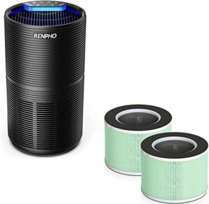 RENPHO Air Purifier for Home with 2 Pack Replacement Filter for Moist Conditions, True HEPA Air Filter Cleaner Intercepts Dust, Smoke, Smell, For room up to 240ft² (22m²), Quiet 26dB, RP-AP088-F2, 2 P