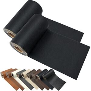 Leather Repair Patch Tape kit for Couches 2packs 4X60inch Adhesive for Leather Vinyl Couch Furniture Sofa Car Seat Belts Handbags Jackets First Aid Patch (Black)