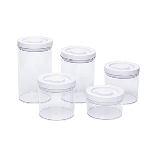 Amazon Basics 5-Piece Round Airtight Food Storage Containers for Kitchen Pantry Organization, BPA Free Plastic | The Storepaperoomates Retail Market - Fast Affordable Shopping