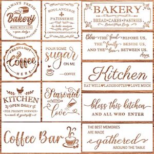 Farmhouse Kitchen Stencil Reusable Stencils for Painting on Wood,Bakery Sign Coffee Painting Stencils for Home Wall Dining Room Furniture DIY