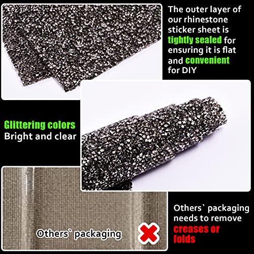 BOBOHOO Bling Rhinestone Sheet Rhinestones Stickers Hot Fix Shining Crystal Sticker for Shoes Phone Case Car Decorations,9.45 x 15.75 Inch(Hematite) | The Storepaperoomates Retail Market - Fast Affordable Shopping