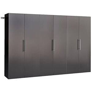 Pemberly Row Transitional 3 Piece 108″ Wooden Garage Storage Cabinet in Black
