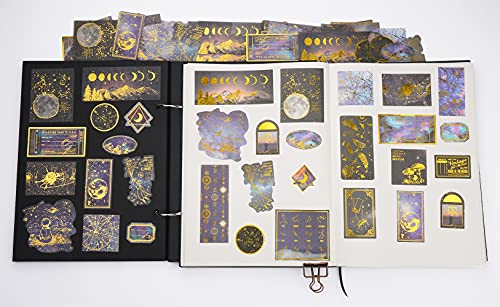 Knaid Celestial Black Gold Foil Stickers Set (60 Pieces) – Decorative Planet Moon Space Galaxy Astronomy Planner Sticker for Scrapbooking Bullet Journaling Junk Journal DIY Art Crafts Album Calendars | The Storepaperoomates Retail Market - Fast Affordable Shopping