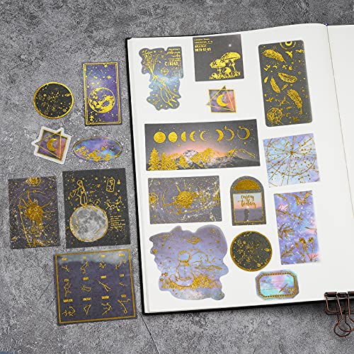 Knaid Celestial Black Gold Foil Stickers Set (60 Pieces) – Decorative Planet Moon Space Galaxy Astronomy Planner Sticker for Scrapbooking Bullet Journaling Junk Journal DIY Art Crafts Album Calendars | The Storepaperoomates Retail Market - Fast Affordable Shopping