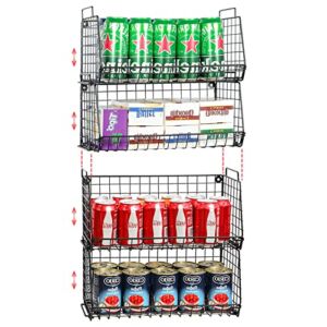 4 Tier Stackable Pantry Basket Storage Organzier Metal Wire Basket-4 Pack Countertop Snack Can Organzier Rack, Metal Wire Household Storage Organizer Bins for Cabinets Kitchen Closets Bedrooms
