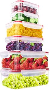 Utopia Kitchen Plastic Food Containers set – Food Storage Containers with Airtight Lids – Reusable & Leftover Food Lunch Boxes – Leak Proof,Freezer & Microwave Safe (Pack of 12, Red)