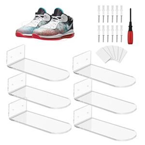 6 Pack Transparent wall floating display racks, Used to place all kinds of footwear or light and small items. Suitable for places such as shops, collections and exhibitions