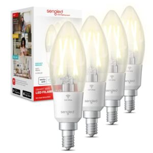 Sengled Smart Light Bulbs, WiFi Candelabra Led Light Bulbs, Smart Edison Vintage Light Bulb, E12 Smart Bulbs That Work with Alexa＆Google, Filament Bulb 40 Watt Equivalent, B11, No Hub Request