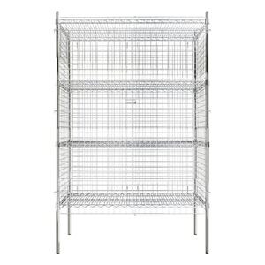 Krollen Industrial NSF Stationary Wire Chrome Security Cage Kit – 24″ x 48″ x 74″ With 4 Shelves