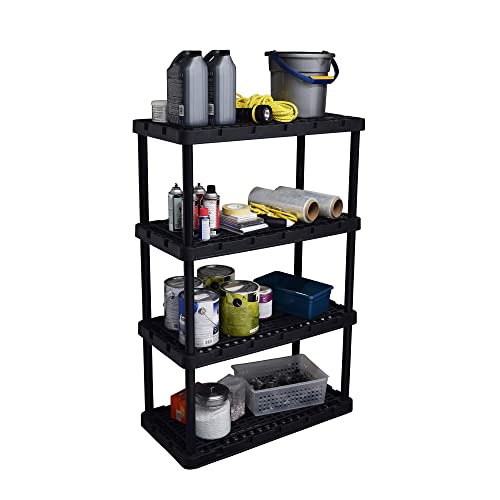 Gracious Living 4 Shelf Knect-A-Shelf Ventilated Heavy Duty Storage Unit 36 x 18 x 54.5 Organizer System for Home, Garage, Basement & Laundry, Black | The Storepaperoomates Retail Market - Fast Affordable Shopping