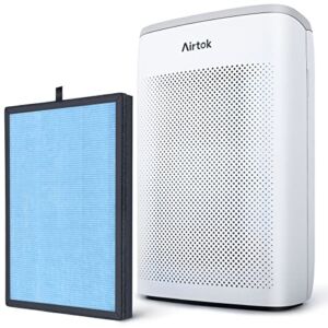 AIRTOK Hepa Air Purifiers for Home Large Room and Bedroom up to 1100 ft² H13 True Filter 100% Ozone Free Air Cleaner for Smokers, Pet and Allergies Remove 99.99%Allergens, Dust, Odor, Smoke, Pollen (Available for California)
