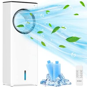 Evaporative Air Cooler, Portable Air Conditioner Fan with 3 Modes & 3 Speeds, 40°Oscillation, 8H Timer w/Remote, Bladeless Evaporative Cooler Personal Cooling Fan/Humidifier for Room Home & Office