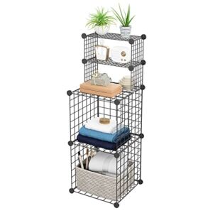 Aetic Free Standing Storage Shelf Multipurpose Storage Cubes Heavy Duty Metal Shelving Unit with 4-Tier Durable Shelves