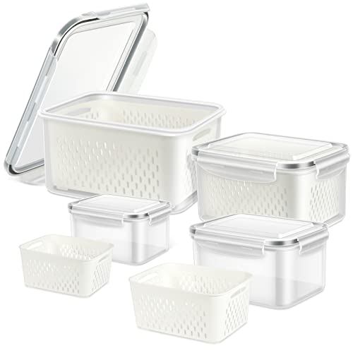 ODOMU 4 Pack Fridge Food Storage Container with Lids, Plastic Fresh Produce Saver Keeper for Vegetable Fruit Berry Salad Lettuce, BPA Free Kitchen Refrigerator Organizers Bins (4.15L+3.15L+1.7L+0.8L) | The Storepaperoomates Retail Market - Fast Affordable Shopping