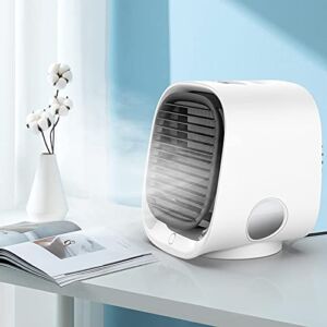 Portable Air Conditioner, Personal Air Cooler with Humidifier Filtration Evaporative, USB Mini Air Conditioner Fan 3 Speed Desktop Cooling Fan With Colorful LED Light Super Quiet for Room, Office