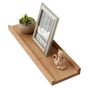 Oak Floating Shelves Natural Wood Wall Mounted Display Picture Ledge Wall Shelf for Home Office Living Room Bedroom Wall Storage Shelf 6X20 inch