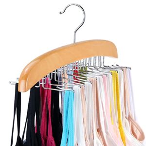 Tank Top Hanger with Premium Wood, 24 Large Capacity, Space Saving,360° Rotating, Foldable Metal Hooks, Resovo Closet Organizer and Storage for Tank Tops, Camisole, Bathing Suits, Bras, Scarfs etc.