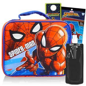 Marvel Shop Spiderman Lunch Bag School Supplies Bundle ~ Spiderman Lunch Box Set For Boys, Kids With Temporary Tattoos, Water Bottle, And More (Superhero School Lunch)