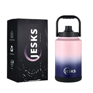 JESKS One Gallon Vacuum Insulated Jug 128oz, Double Walled Stainless Steel Water Bottle, Insulated Beer Growler Large Water Jug with Lid for Hiking Camping Sports, Keeps Drinks Cool and Hot