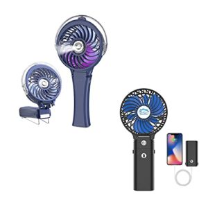 Portable Misting Fan with 7 Colorful Nightlights+ 5200mAh Handheld Fan with Power Bank