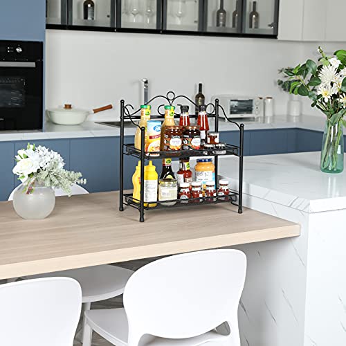 Countertop spice rack organizer, 2-Tier Spice Organizer kitchen counter organizer Standing Seasoning Rack Spice Shelf Storage Holder for Counter Top Desktop Pantry Storing Spices | The Storepaperoomates Retail Market - Fast Affordable Shopping
