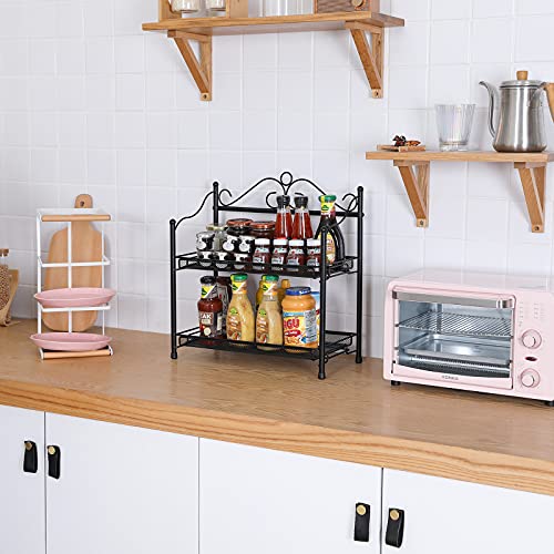 Countertop spice rack organizer, 2-Tier Spice Organizer kitchen counter organizer Standing Seasoning Rack Spice Shelf Storage Holder for Counter Top Desktop Pantry Storing Spices | The Storepaperoomates Retail Market - Fast Affordable Shopping