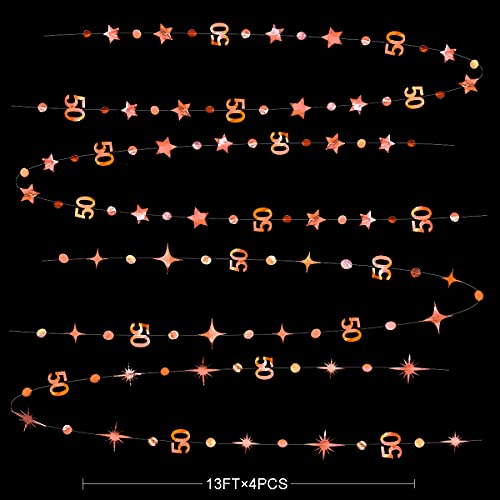 Rose Gold 50th Birthday Decorations Number 50 Circle Dot Twinkle Star Garland Metallic Hanging Streamer Bunting Banner Backdrop for 50 Year Old Birthday Happy 50th Anniversary Fiftieth Party Supplies | The Storepaperoomates Retail Market - Fast Affordable Shopping