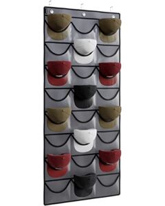 LokiEssentials Hat Rack- Hat Organizer Rack for Wall or Door, Storage for Baseball Caps, Display Hat Holder, Hooks Included, Large Pockets for Multiple Baseball, Golf, and Sports Caps Organization