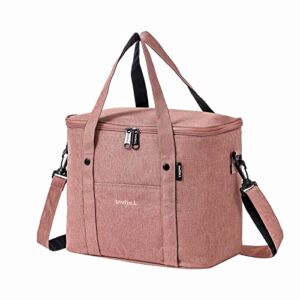 Forems Insulated Lunch Bag For Men/Women ,Reusable Large Adult/Kids Lunch Cooler Box Tote Shoulder Strap For Work Office Picnic Beach Travel Food (Pink)