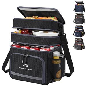 Lunch Bag Women/Men,Reusable Lunch Box for Men,Large Lunch Box for Adults,Insulated Lunch Cooler Bag,Portable Leakproof Lunch Tote Bag for Work Office School Picnic Beach-Large,Black