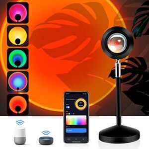 Great Pro Smart Sunset Lamp, WiFi Sunset Projector Light 16 million Color work with Alexa&Google/Color Changing/Dimmable/Timing, USB LED Sunset Lamp for Photography/Selfie/Wall/Room Decor, App Control