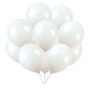 100 Premium Quality Balloons:12 inches white Latex balloons , Birthday, Wedding, Baby Shower, Party Decoration (White)