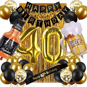 40th Birthday Decorations for Men, Black and Gold Happy Birthday Decorations for Women Men 40th Birthday Party – 40th Birthday Decorations Black and Gold for Him Her 40 Birthday Party Supplies