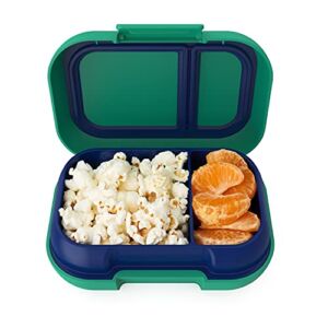 Bentgo Kids Snack – 2 Compartment Leak-Proof Bento-Style Food Storage for Snacks and Small Meals, Easy-Open Latch, Dishwasher Safe, and BPA-Free – Ideal for Ages 3+ (Green/Navy)