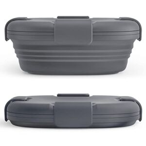 Stojo Collapsible Sandwich Box – Carbon Grey, 24oz – Reusable Food Storage Container – To-Go Travel Silicone Bowl for Hot and Cold Food – for Meal Prep, Lunch, Camping and Hiking – Dishwasher Safe