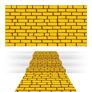 2 Sheets 4.5 X 9 Feet Yellow Brick Road Floor Runner Brick Wall Backdrop, Princess Decorations, Yellow Brick Road for Halloween Cosplay Party