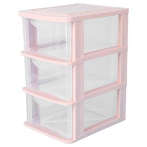 Yardwe 1Pc Drawer Organizer 3 Layers Drawer Storage Cabinet Pink Frame with Clear Drawers Plastic Multi- Storage Box Pink