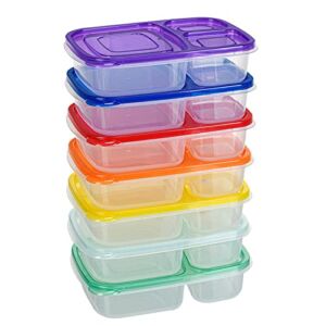 Bento Box for Kids, Reusable 7 Pack Food Containers for Lunch Boxes Bento Lunch Box for Adults Kids Girls Boys School Work Picnic Travel Plastic Divided Food Storage Container Boxes , 7 Colors