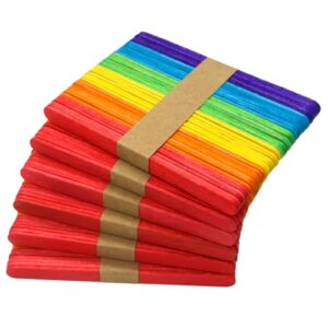 WISYOK 240 Pcs Colored Popsicle Sticks for Crafts, 4.5 Inch Colored Wooden Craft Sticks, Ice Cream Sticks, Rainbow Popsicle Sticks, Great for DIY Craft Creative Designs and Children Education