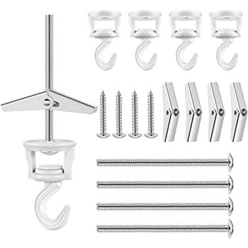 Hotop 4 Sets Ceiling Hooks for Hanging Plants Swag Ceiling Hooks Swivel Hook with Screw Bolt, Zinc Plated Screw Spring Toggle Wings for Ceiling Installation Cavity Wall Fixing (White) | The Storepaperoomates Retail Market - Fast Affordable Shopping