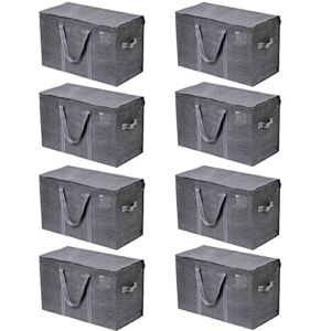 VENO 8 Pack Extra Large Moving Storage Bags with Zippers, Foldable Heavy-Duty Tote for Space Saving, Alternative to Moving Boxes, Packing Supplies, Plastic Storage Bins (Dark Gray – Set of 8)