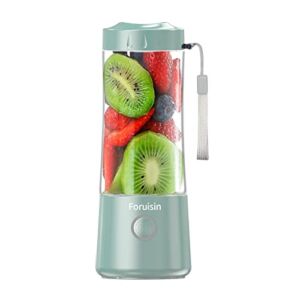 Portable Blender, Foruisin Personal Blender, 14 OZ Mini Size Juicer Cup, Small Blender for Shakes and Smoothies, USB Rechargeable with Six Blades, Light Blue