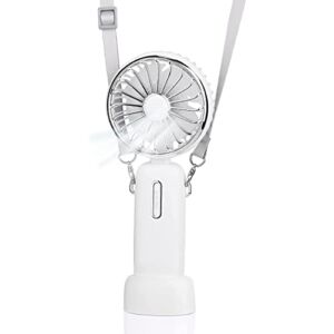 HUWUFUN Portable Handheld Fan Folding Wearable Neck Hands Free Necklace Fans 4800mAh Mini Personal USB Rechargeable Battery Operated Cooling Table for Travel Office (White)