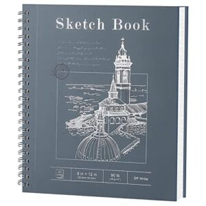 SuFly Hardcover Sketch Book 9×12, 60 Sheets Artist Sketch Pad 90lb/140GSM, Thick Sketchbook for Drawing Ideal for Kids, Teens & Adults, White
