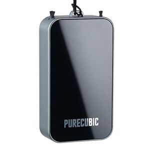 Purecubic Black Glass With Silver Border Mini Necklace Personal Air Purifier USB Cable Color Home Travel No Filter