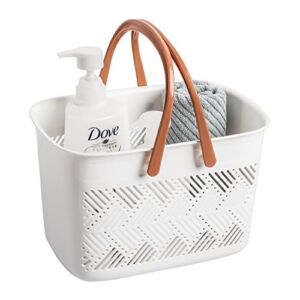 Portable shower caddy Tote, Plastic Storage Caddy Basket with Handle for College, Dorm, Bathroom, Garden, Cleaning Supplies, White